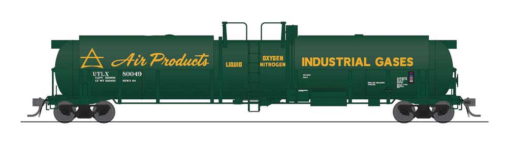 High-Capacity Cryogenic Tank Car 2-Pack - Ready to Run -- Air Products (green, yellow)