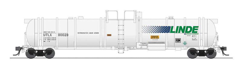 High-Capacity Cryogenic Tank Car 2-Pack - Ready to Run -- Linde (Type C body, white, green, blue)