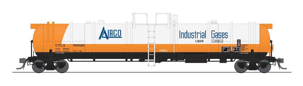 High-Capacity Cryogenic Tank Car - Ready to Run -- AirCo (white, orange, black, blue)