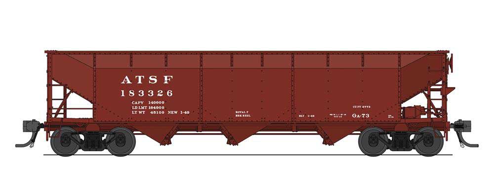 AAR 70-Ton 3-Bay Hopper w/Load - Ready to Run -- Santa Fe #183357 (GA-73, Boxcar Red)