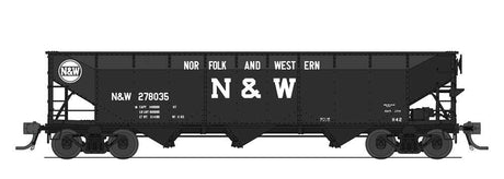 AAR 70-Ton 3-Bay Hopper w/Load 4-Pack - Ready to Run -- Norfolk & Western (H-42, black, Large N&W, Hamburger Logo)