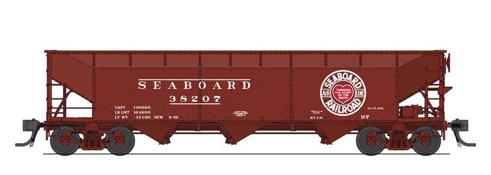 AAR 70-Ton 3-Bay Hopper w/Load - Ready to Run -- Seaboard Air Line #38256 (H-7, Boxcar Red, white, red, Heart Logo)