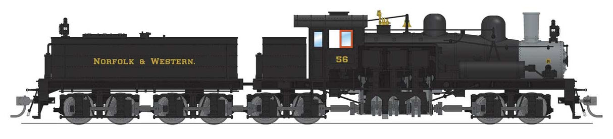 Class D 4-Truck Shay - Standard DC - Stealth -- Norfolk & Western #56 (black, graphite)