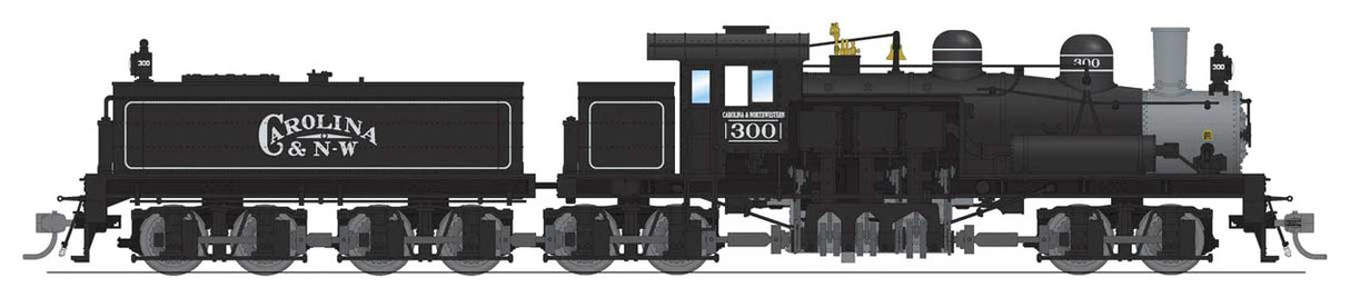 Class D 4-Truck Shay - Standard DC - Stealth -- Carolina & Northwestern #300 (black, graphite)