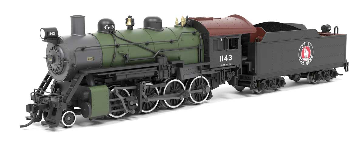 2-8-0 Consolidation - Sound, Smoke and DCC Paragon4(TM) -- Great Northern #1143 (green, black, graphite, Tuscan)-1