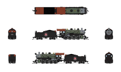 2-8-0 Consolidation - Sound, Smoke and DCC Paragon4(TM) -- Great Northern #1143 (green, black, graphite, Tuscan)-3