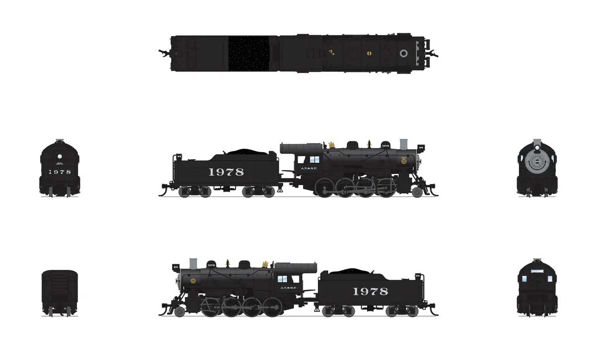 2-8-0 Consolidation - Standard DC - Stealth -- Santa Fe #1978 (black, silver)-2