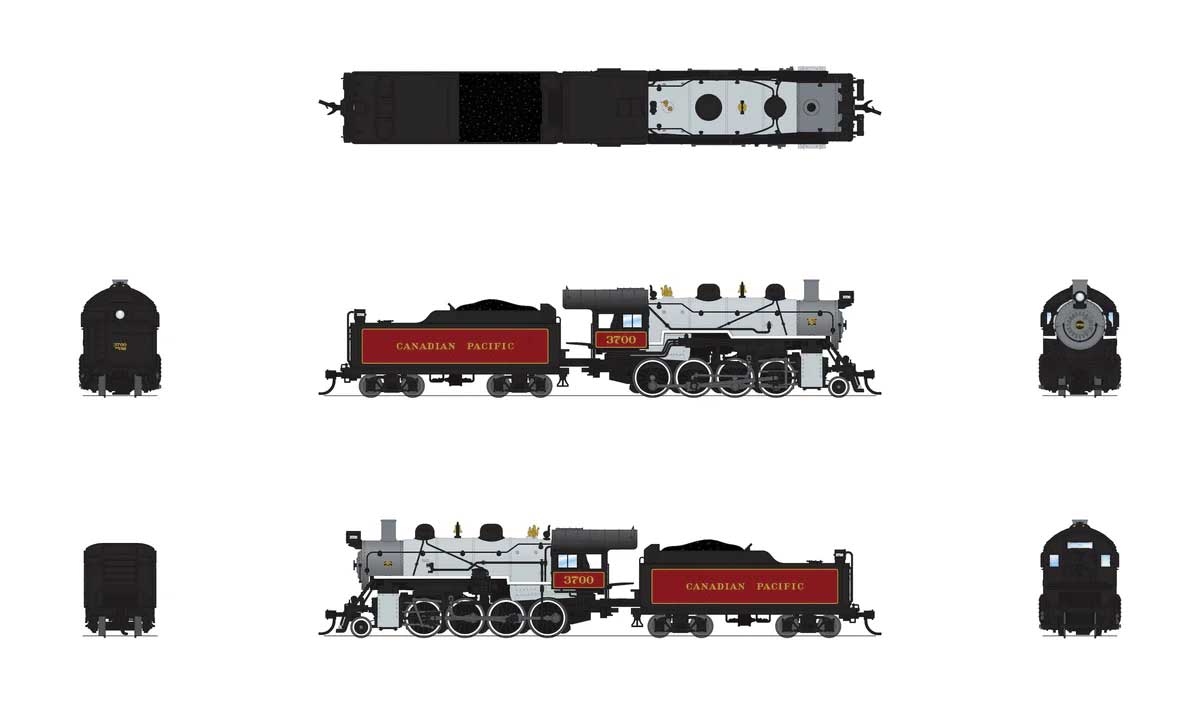 2-8-0 Consolidation - Standard DC - Stealth -- Canadian Pacific #3700 (gray, maroon, black, graphite)-2