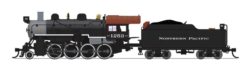 2-8-0 Consolidation - Standard DC - Stealth -- Northern Pacific #1253 (black, graphite, Tuscan)-1