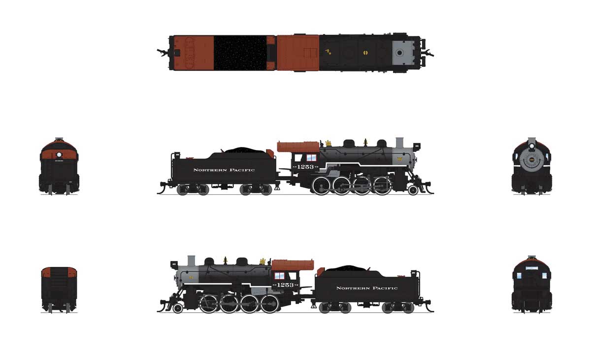 2-8-0 Consolidation - Standard DC - Stealth -- Northern Pacific #1253 (black, graphite, Tuscan)-2