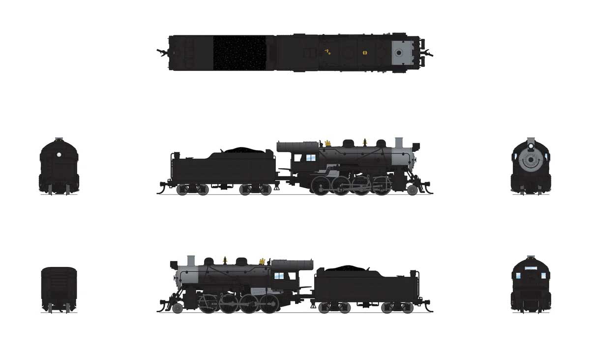 2-8-0 Consolidation - Standard DC - Stealth -- Painted, Unlettered (black, graphite)-2