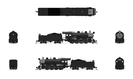 2-8-0 Consolidation - Standard DC - Stealth -- Painted, Unlettered (black, graphite)-2
