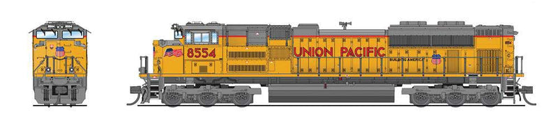 EMD SD70ACe - Sound and DCC - Paragon4(TM) -- Union Pacific #8554 (2023 Armour Yellow, gray, red, Small US Flag on Nose)-1