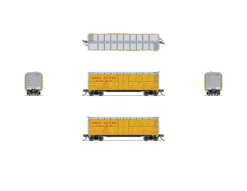 PRR K7 Stock Car with Mule Sounds - Ready to Run -- Union Pacific #49340 (Armour Yellow, silver, red)-2