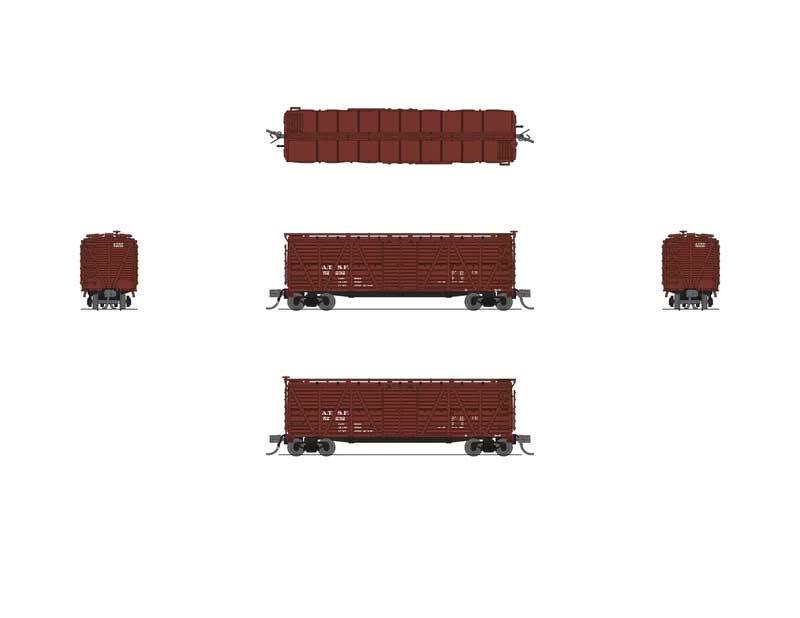 PRR K7 Stock Car with Sheep Sounds - Ready to Run -- Santa Fe #52314 (Boxcar Red)-2