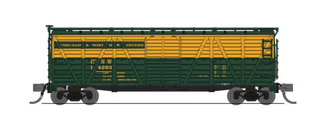 PRR K7 Stock Car with Sheep Sounds - Ready to Run -- Chicago & North Western #14707 (yellow, green)-1