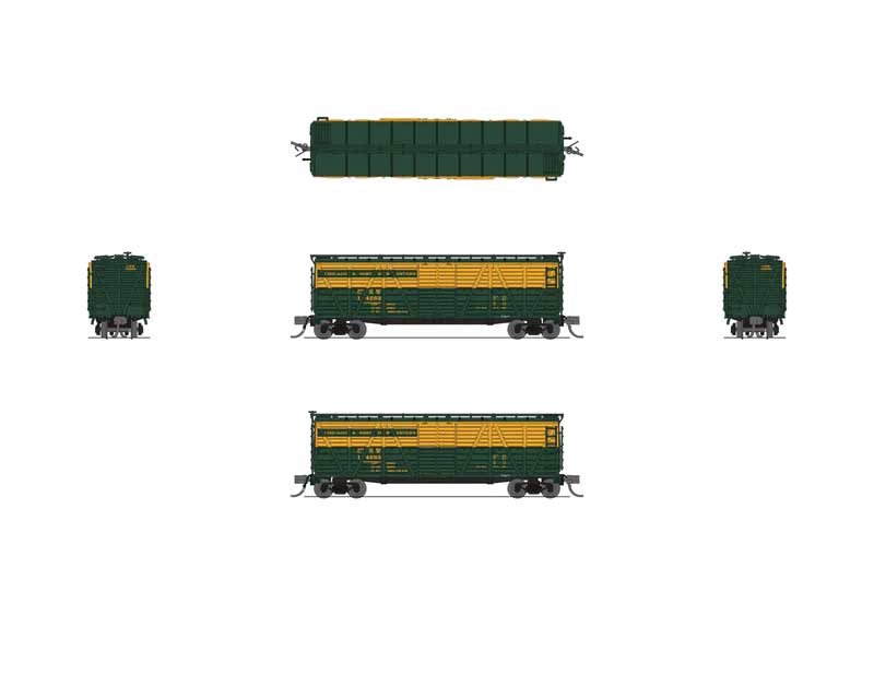 PRR K7 Stock Car with Sheep Sounds - Ready to Run -- Chicago & North Western #14707 (yellow, green)-2