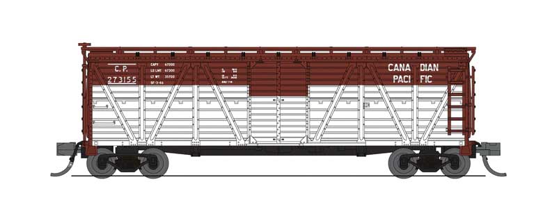 PRR K7 Stock Car with Sheep Sounds - Ready to Run -- Canadian Pacific #273498 (Boxcar Red, white)-1