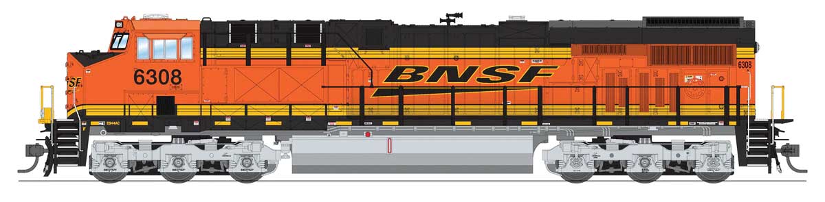GE ES44AC - Standard DC - Stealth -- BNSF Railway #6329 (orange, black, Wedge Logo)-1