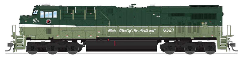 GE ES44AC - Standard DC - Stealth -- Northern Pacific #6327 (Fantasy Scheme, Loewy 2-Tone Green, Main Street Slog-1