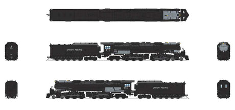 4-6-6-4 Challenger Late Version - Standard DC - Stealth -- Union Pacific #3714 (Oil Tender, Smoke Deflectors, black, graphite)-2
