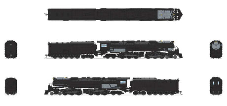 4-6-6-4 Challenger Late Version - Standard DC - Stealth -- Painted, Unlettered (Oil Tender, Smoke Deflectors, black, graphite)-2