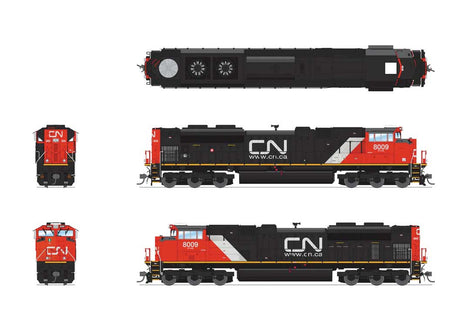 EMD SD70ACe - Standard DC - Stealth Series -- Canadian National #8009 (black, red, white; Website Logo)-2