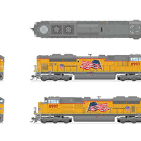 EMD SD70ACe - Standard DC - Stealth Series -- Union Pacific #8997 (Armour Yellow, gray, Large Flag, Building America Logo)