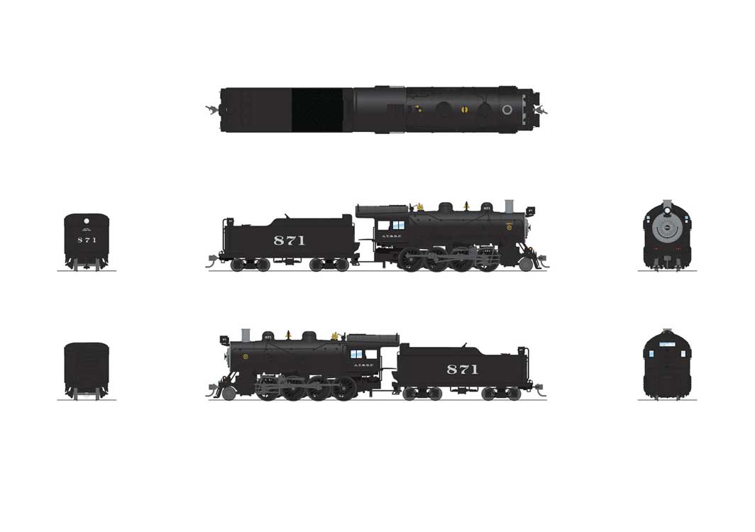 2-8-0 Consolidation - Standard DC - Stealth -- Santa Fe #873 (black, graphite)-2