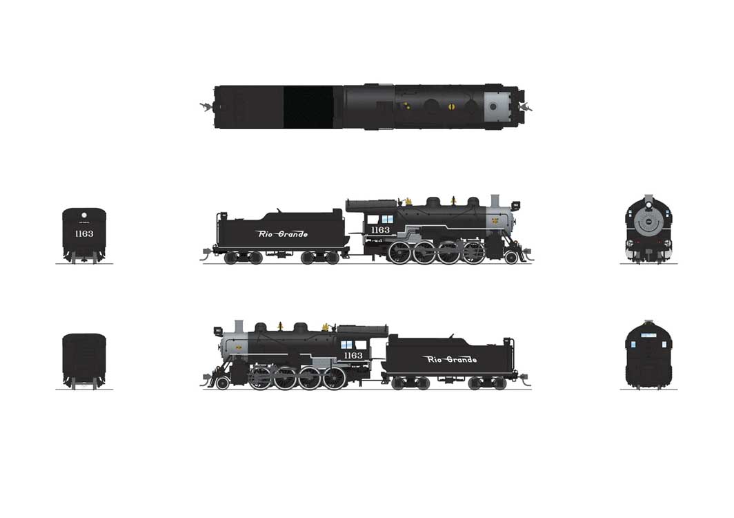 2-8-0 Consolidation - Standard DC - Stealth -- Denver & Rio Grande Western #1163 (black, graphite, Flying Grande)-2
