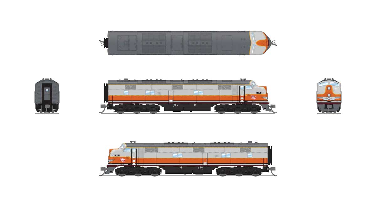 EMD E7A - Sound & DCC - Paragon4(TM) -- Milwaukee Road #119B (gray, orange, black)-2