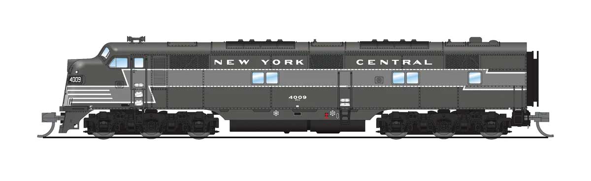 EMD E7A/Unpowered B Set w/Sound & DCC - Paragon4(TM) -- New York Central #4009, 4104 (Lightning Stripe 2-Tone Gray)-1
