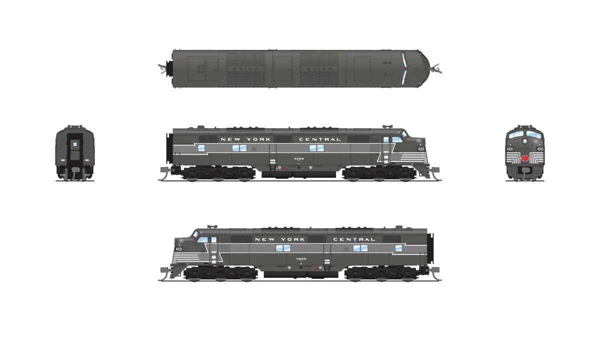 EMD E7A/Unpowered B Set w/Sound & DCC - Paragon4(TM) -- New York Central #4009, 4104 (Lightning Stripe 2-Tone Gray)-3