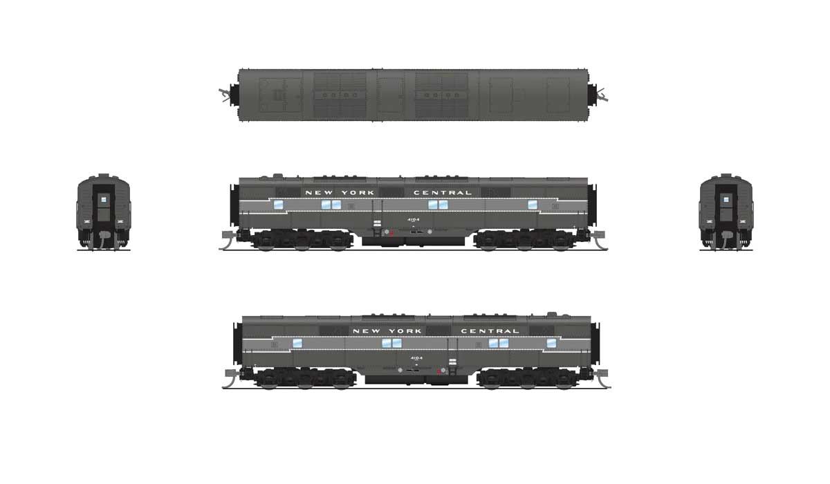 EMD E7A/Unpowered B Set w/Sound & DCC - Paragon4(TM) -- New York Central #4009, 4104 (Lightning Stripe 2-Tone Gray)-4
