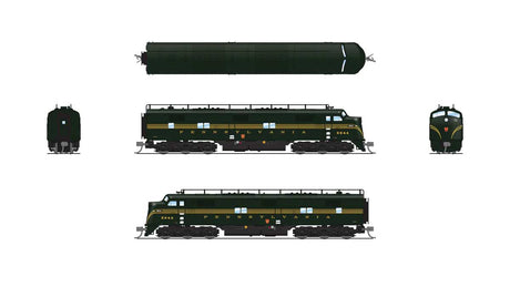EMD E7A/Unpowered B Set w/Sound & DCC - Paragon4(TM) -- Pennsylvania Railroad #5844A, 5844B (5-Stripe, Brunswick Green, yellow)-3
