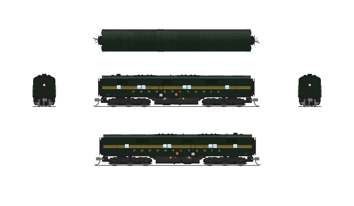 EMD E7A/Unpowered B Set w/Sound & DCC - Paragon4(TM) -- Pennsylvania Railroad #5844A, 5844B (5-Stripe, Brunswick Green, yellow)-4