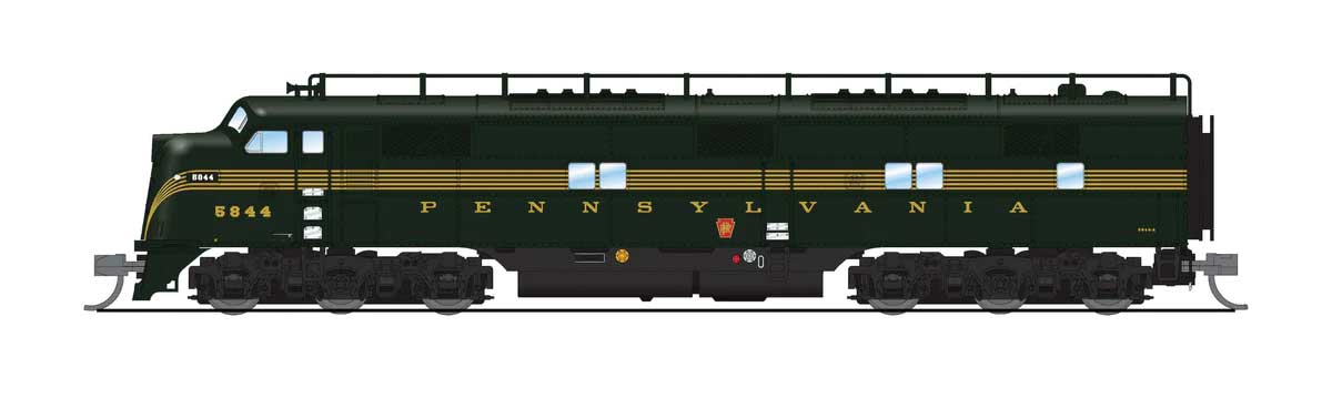 EMD E7A - Sound & DCC - Paragon4(TM) -- Pennsylvania Railroad #5845A (5-Stripe, Brunswick Green, yellow)-1