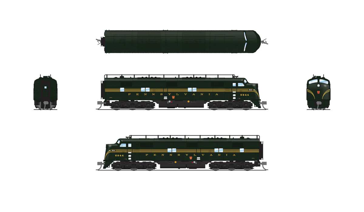 EMD E7A - Sound & DCC - Paragon4(TM) -- Pennsylvania Railroad #5845A (5-Stripe, Brunswick Green, yellow)-2