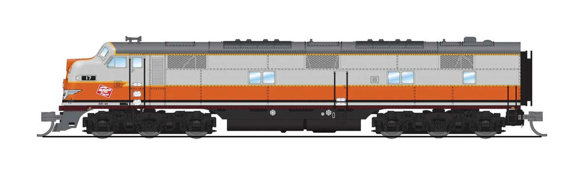 EMD E7A - Standard DC - Stealth Series -- Milwaukee Road #17A (gray, orange, black)