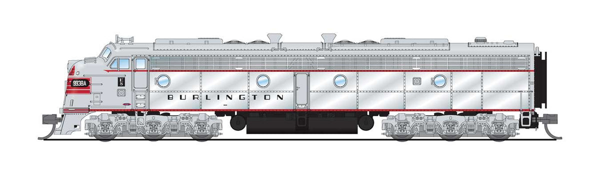 EMD E8A - Sound and DCC - Paragon4(TM) -- Chicago, Burlington & Quincy #9945B (silver, red)