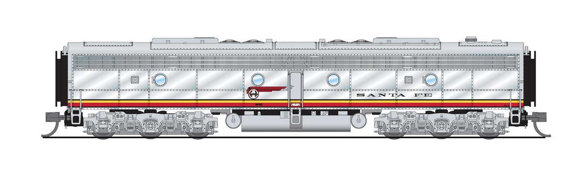 EMD E8B - Standard DC - Stealth Series -- Santa Fe #84A (Warbonnet, silver, red)