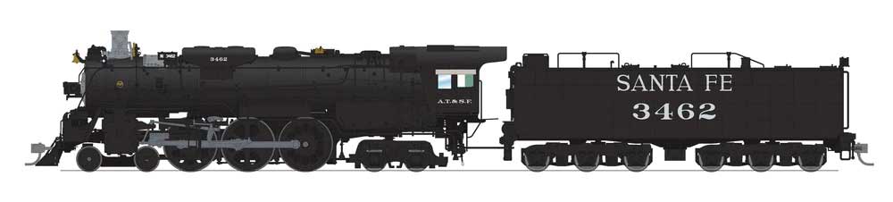 Class 3460 4-6-4 Hudson - Sound and DCC - Paragon4(TM) -- Santa Fe #3462 (Post-1942, black, silver)