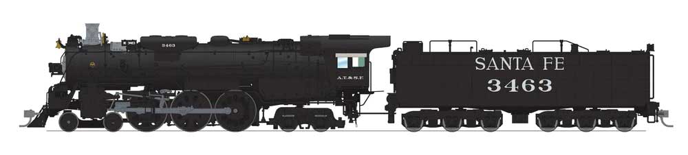 Class 3460 4-6-4 Hudson - Sound and DCC - Paragon4(TM) -- Santa Fe #3463 (2025 Appearance, black, silver)
