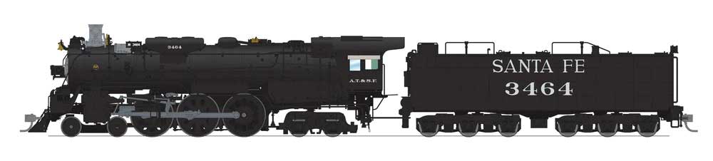 Class 3460 4-6-4 Hudson - Standard DC - Stealth -- Santa Fe #3464 (Post-1942, black, silver)