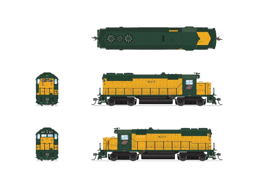 EMD GP35 Low Nose - Sound and DCC - Paragon4(TM) -- Chicago & North Western #833 (yellow, green)-2