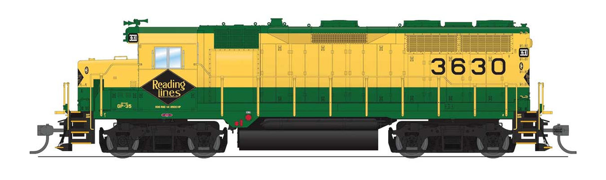 EMD GP35 Low Nose - Sound and DCC - Paragon4(TM) -- Reading #3630 (yellow, green)-1