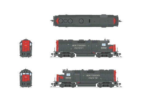EMD GP35 Low Nose - Standard DC - Stealth -- Southern Pacific #6643 (gray, red, Roadnumber on Nose)-2