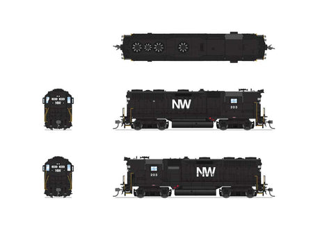 EMD GP35 High Nose - Standard DC - Stealth -- Norfolk & Western #214 (black, white NW)-2