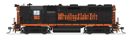 EMD GP35 High Nose - Standard DC - Stealth -- Wheeling & Lake Erie #105 (black, orange, Speed Lettering)-1