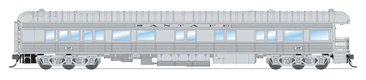 Heavyweight Business Car Observation - Ready to Run -- Santa Fe #37 (silver, shadowlined)-1